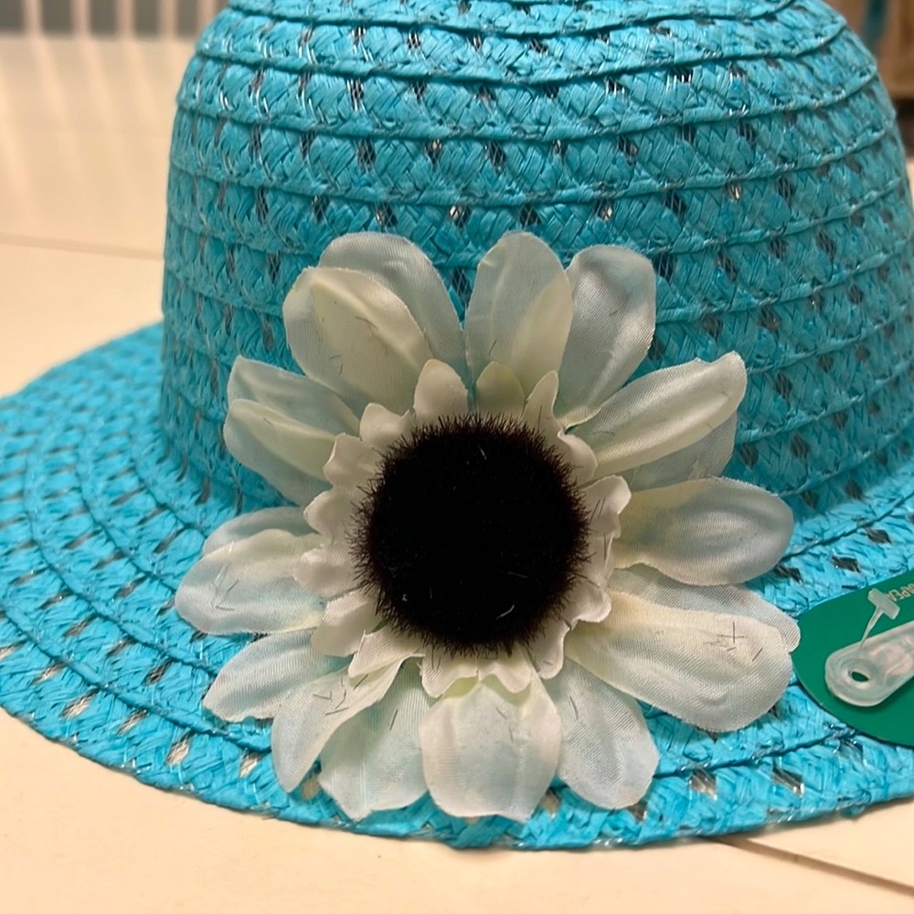 🆕Floral Straw🌼turquoise hat for Girls